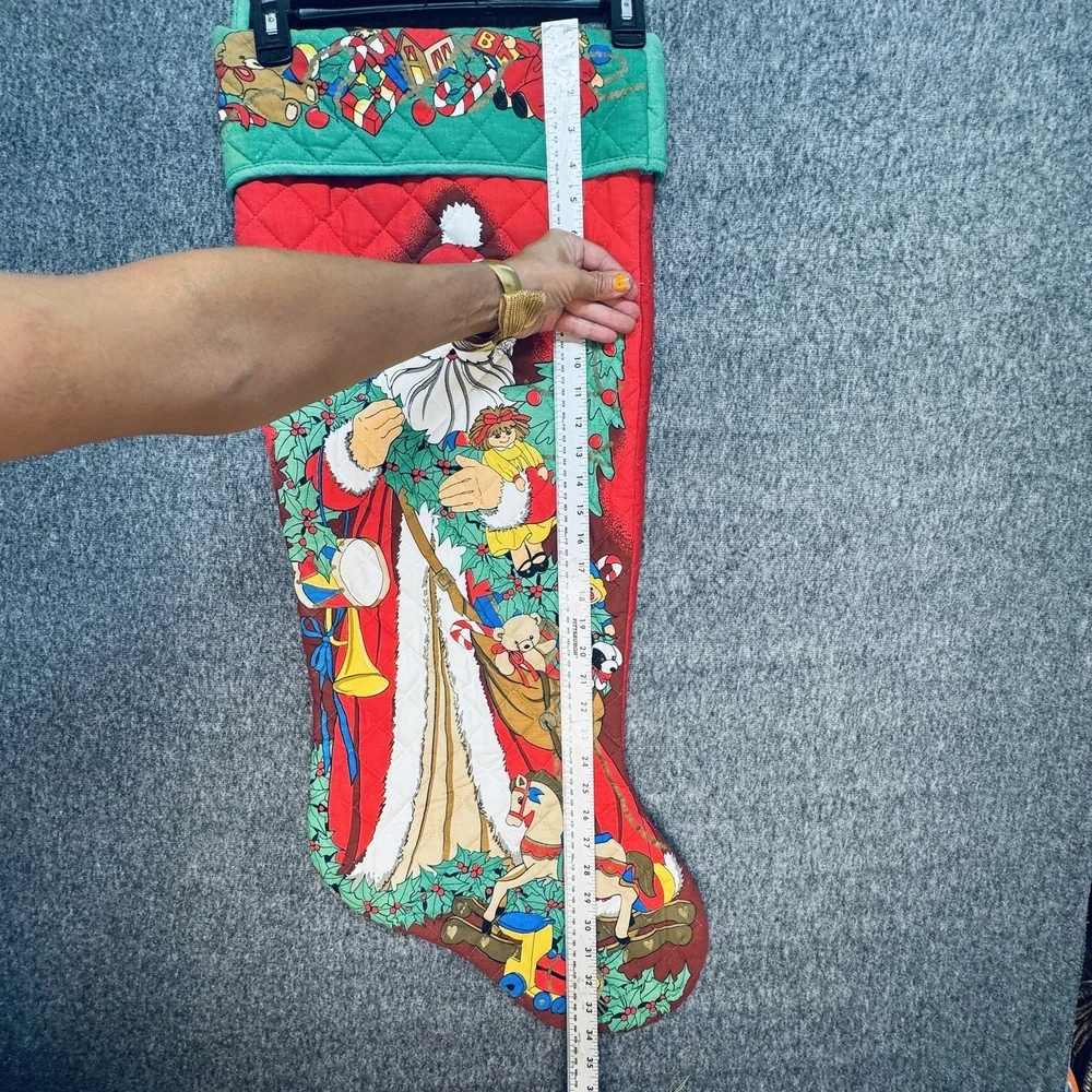 Vintage Quilted Santa Christmas Stocking Large 33